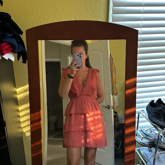 Juniper Blue V-neck Sleeveless Ruffle Dress - Picture 1 of 8